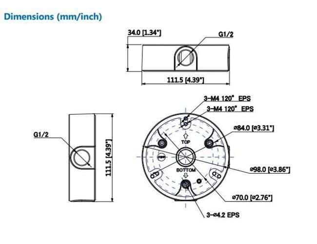 Dahua PFA136 mounting box for outdoor application