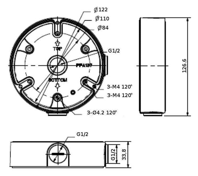 Dahua PFA137 mounting box for various camera models
