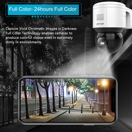 Hikvision DS-2DE3A404IWG-E/W, 4 MP, PTZ, Smart Hybrid LED, WiFi, 2-way audio, Incl. wall mount