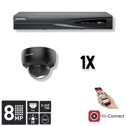 Hikvision Set 1x Dome 8MP + Recorder & Cabling