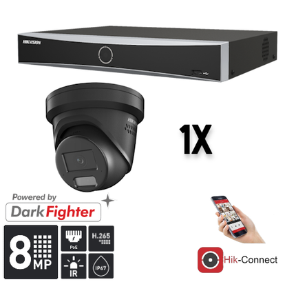 Hikvision Set 1x Turret 8MP + Recorder & Cabling