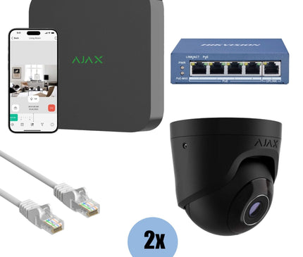 Ajax Systems Ajax Systems Kit 2x Turret, NVR en bekabeling zwart