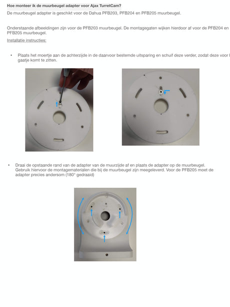 Ajax Systems Adaptateur de support mural blanc pour TurretCam