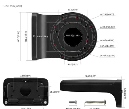 alarmsysteemexpert Camerasteun Zwart voor Hikvision en Dahua camera's