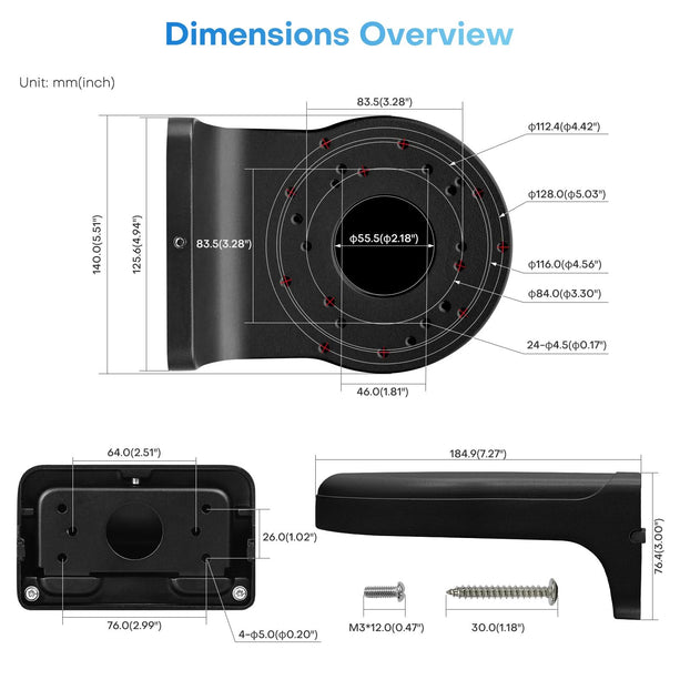 alarmsystemexpert Camera stand Black for Hikvision and Dahua cameras