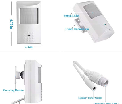 Alarm SystemExpert.nl Alarm SystemExpert.nl Motion Sensor IP camera (PIR), Full HD, Onvif, PoE, Microphone, 940Nm IR