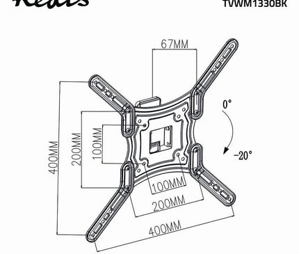 AlarmsysteemExpert.nl AlarmsysteemExpert.nl TV-muurbeugel, draai - kantelbaar, voor 23 - 55", Max. 40 kg., 1 scharnierpunt