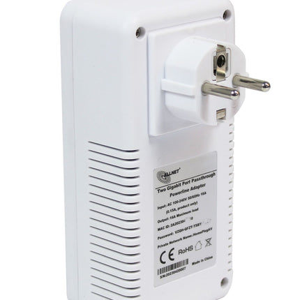 AlarmsysteemExpert.nl ALLNET Powerline-Adapter-Set 1200 Mbit Bridge RJ45 SmartLink mit Pass-Through-Funktion