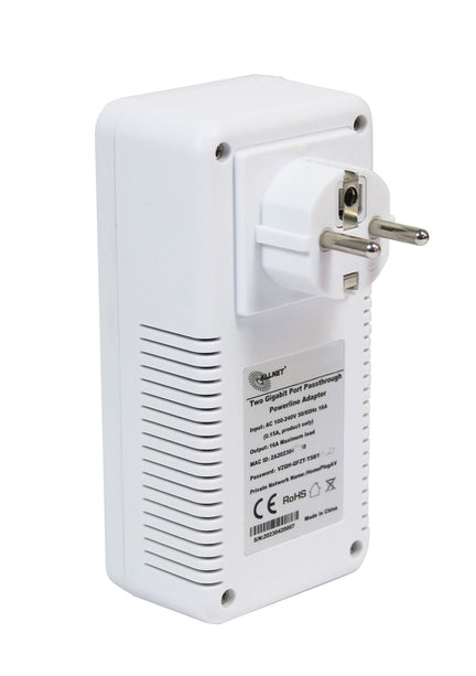 AlarmsysteemExpert.nl ALLNET Powerline-Adapter-Set 1200 Mbit Bridge RJ45 SmartLink mit Pass-Through-Funktion
