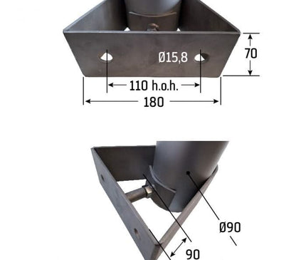 AlarmsysteemExpert.nl Cameramast 3 meter Ø 90mm met RVS muurbeugels