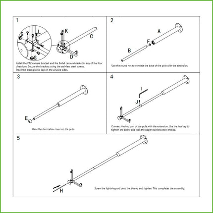 Alarm SystemExpert.co.uk Camera mast 4.5m Dark gray, Galvanized steel, Lightning arrestor