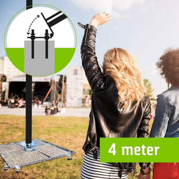 AlarmsysteemExpert.nl Cameramast verplaatsbaar aluminium 4 meter Ø 90mm met tegelframe