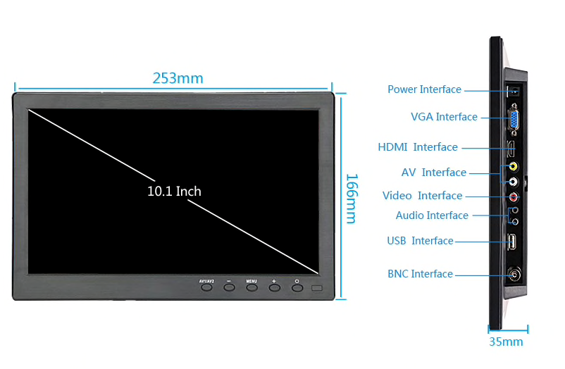 AlarmsysteemExpert.nl TFT 10" Full HD monitor incl. montagebeugel voor aan wand