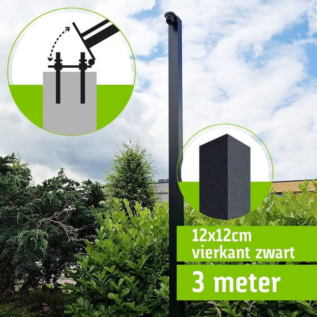 Alarm SystemExpert.co.uk Mât de caméra carré avec ancre inclinable 3 mètres Noir