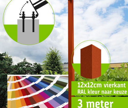 AlarmsysteemExpert.nl Vierkante cameramast met kantelanker 3 meter Zwart