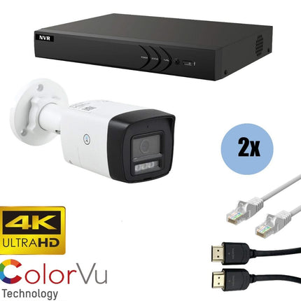 ASE Kit, 2x Bullet, 8Mp 4K Ultra HD, ColorVu with NVR and cabling