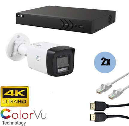 ASE Kit, 2x Bullet, 8Mp 4K Ultra HD, ColorVu with NVR and cabling
