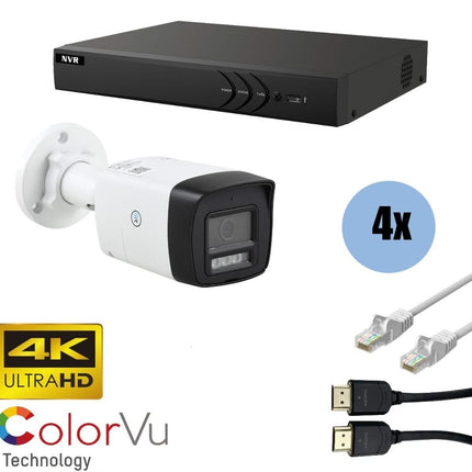 ASE Kit, 4x Bullet, 8Mp 4K Ultra HD, ColorVu with NVR and cabling