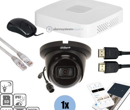 Dahua Dahua Black Kit 1x Turret 4 Mp + Recorder & Bekabeling