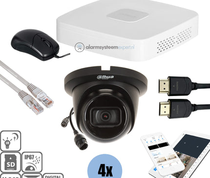 Dahua Dahua Black Kit 4x Turret 4 Mp + Recorder & Cabling