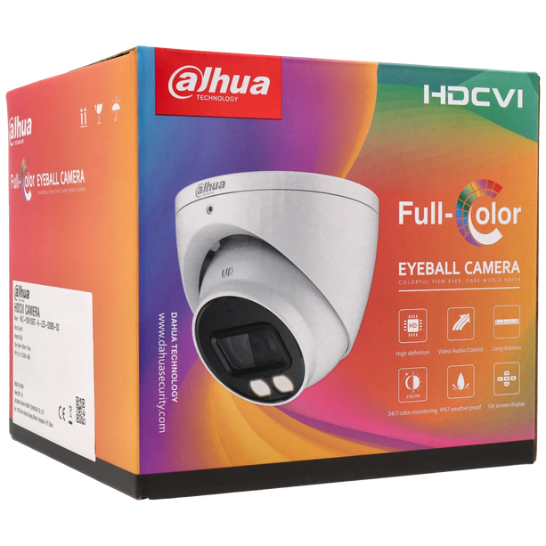Dahua Dahua HAC-HDW1809T-A-LED, 8MP 2.8mm 4K, HDCVI, Full-Color Eyeball Camera, coaxial
