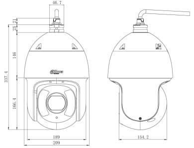 Dahua Dahua IPC-SD6CE445XA-HNR 4MP Speed Dome AI Auto Tracking 45x zoom incl. support mural et alimentation électrique