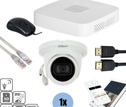 Dahua Dahua Set 1x Turret 4MP + Recorder & Bekabeling
