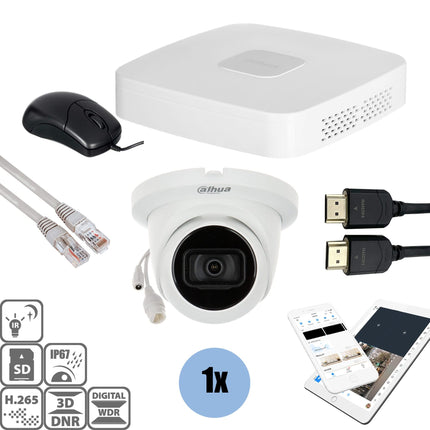 Dahua Dahua Set 1x Turret 4MP + Recorder & Cabling