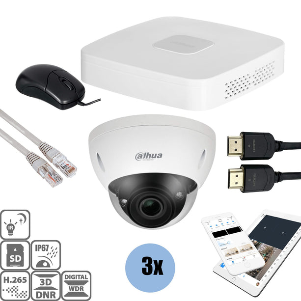 Dahua Dahua Set 3x Dome 4MP + Rekorder & Verkabelung