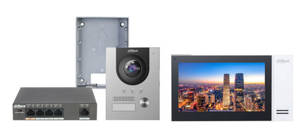 Dahua Dahua Video-Sprechanlage KTP01L inkl. PoE-Switch, VTO2201F-P und VTH2421FW-P Innenstation