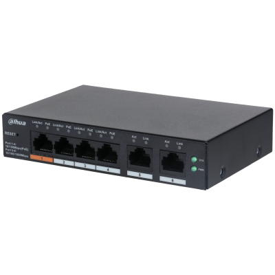 Dahua DH-CS4006-4ET-60, 4xPoE 100Mb poorten, Smart Switch, 2x Uplink Gigabit