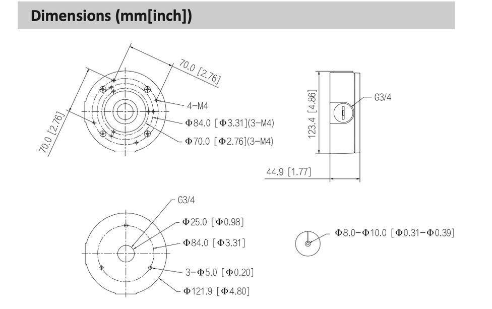 Dahua PFA5300R montagedoos Muur/montagedoos IP66