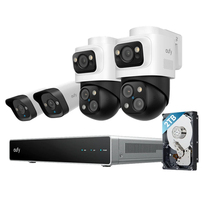 Eufy Beveiligingscamera set; PoE recorder, 2x Bulletcam en 2x PTZ camera