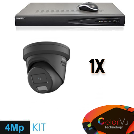 Hikvision Colorvu Set 1x Turret 4MP Recorder + Bekabeling