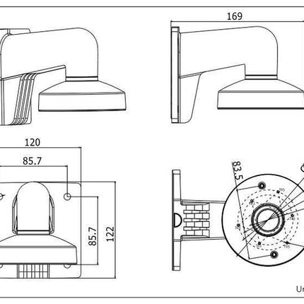 Hikvision DS-1272ZJ-110 aluminium wandbeugel Black