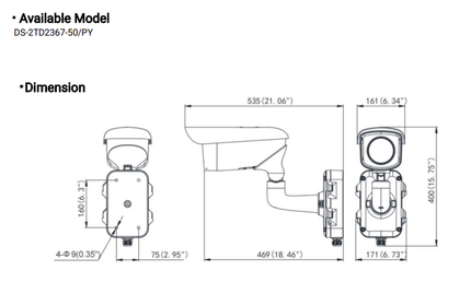 Hikvision DS-2TD2367-50/PY, Thermische Bulletcamera voor o.a Perimeterbeveiliging, Brandpreventie en Temperatuurmonitoring