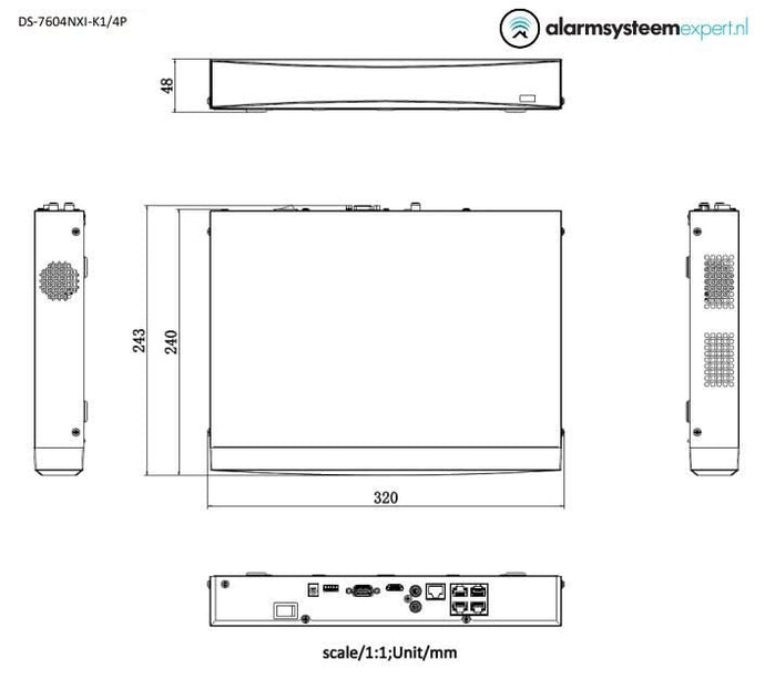 Hikvision DS-7604NXI-K1/4P 4 Kanaals AcuSense 4K NVR HDMI en PoE DEMO