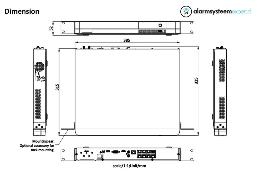 Hikvision DS-7608NI-K2/8P/4G  8 kanalen NVR 4K met HDMI 4G en PoE