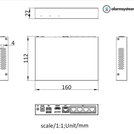Hikvision DS-E04NI-Q1/4P, incl. 1 or 2TB SSD Suitable for 4 IP cameras 4x PoE