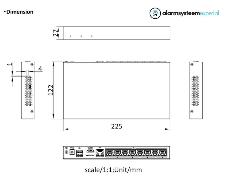 Hikvision DS-E08NI-Q1/8P, Incl. 2TB SSD, Geschikt voor 8 IP camera's 8x PoE