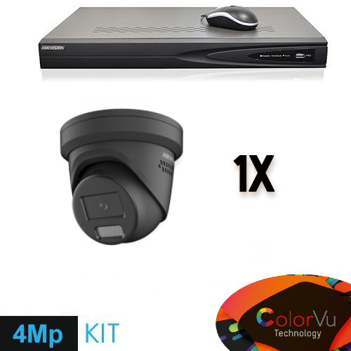 Hikvision Colorvu Set 1x Turret 4MP Recorder + Cabling