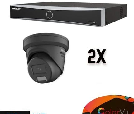 Hikvision Hikvision Colorvu Set 2x Turret 4MP Recorder + Cabling