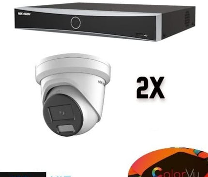 Hikvision Hikvision Colorvu Set 2x Turret 4MP Recorder + Cabling