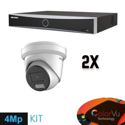 Hikvision Hikvision Colorvu Set 2x Turret 4MP Recorder + Cabling