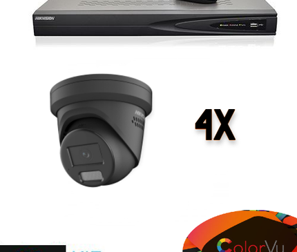 Hikvision Hikvision Colorvu Set 4x Turret 4MP Recorder + Cabling