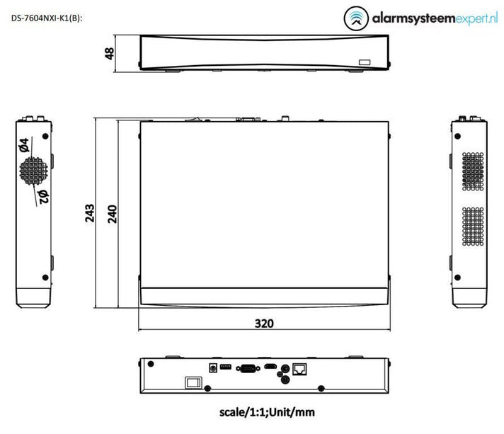 Hikvision DS-7604NXI-K1 4 canaux 4K sans POE
