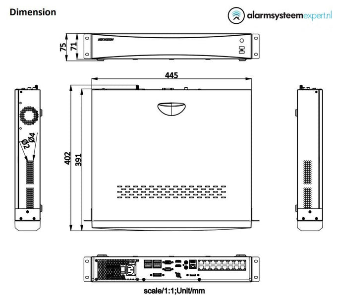 Hikvision DS-7732NXI-I4/16P/S Netzwerk-Videorekorder Acusense (NVR) 4 SATA, 4K Ultra HD