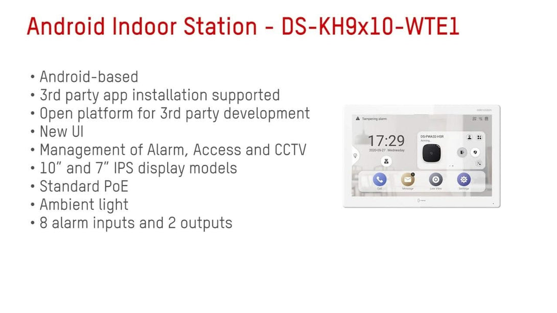 Hikvision Hikvision DS-KH9510-WTE1(B) All-in-one Indoor Station 10.1 Inch Android