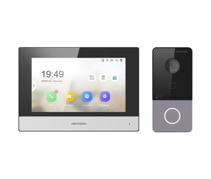 Hikvision Hikvision DS-KIS603-P(B) Video-Intercom kit 1 Videodeurbel 1 Binnenpost 7" 2x voeding