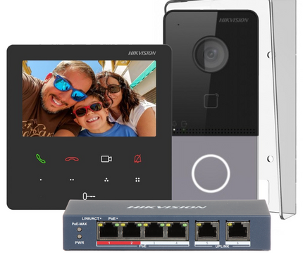 Hikvision Hikvision DS-KIS606-P KIT complet d'interphone vidéo avec commutateur PoE
